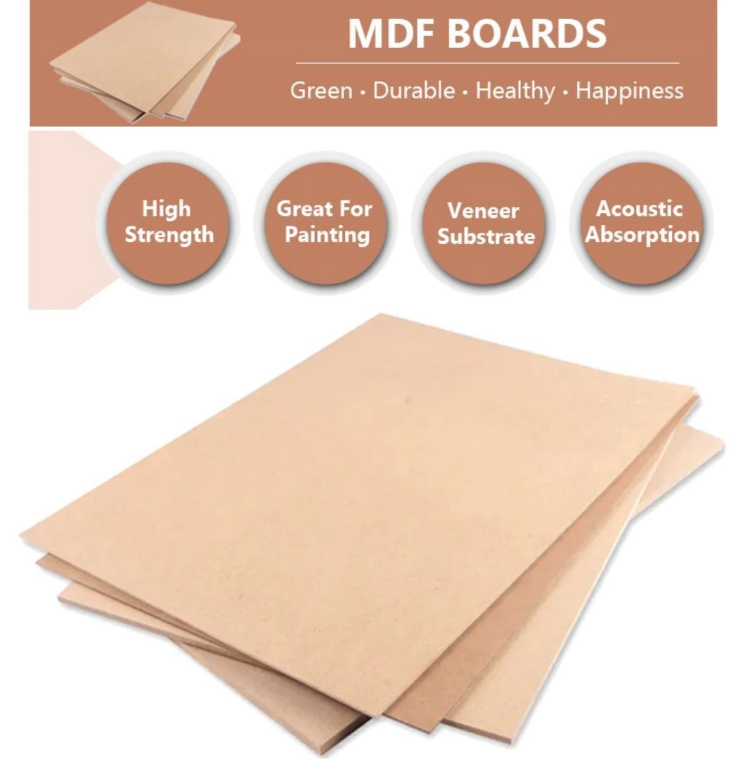 Raw Melamine Mr Glue High Medium Density Faced Plain MDF for Furniture and Home Decoration Kitchen Cabinet Laminated Board