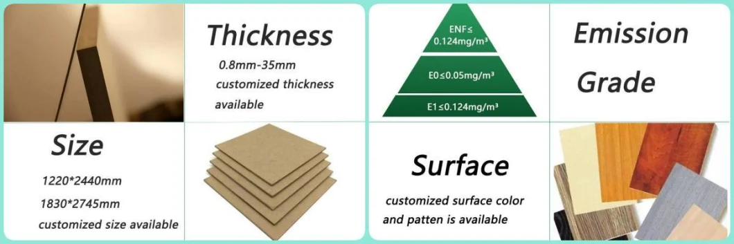 3mm 6mm 9mm 15mm 18mm Thick MDF Board Price Melamine Laminated MDF Board MDF for Furniture