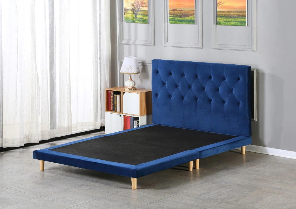 Luxury Modern Design Bed Room Furniture Velvet Tufted Wood King Size Bed