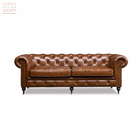 Luxury Living Room Hotel Home Furniture Office Couch Wooden Frame Antique Handmade Classic Style Chesterfield Genuine Leather Sofa